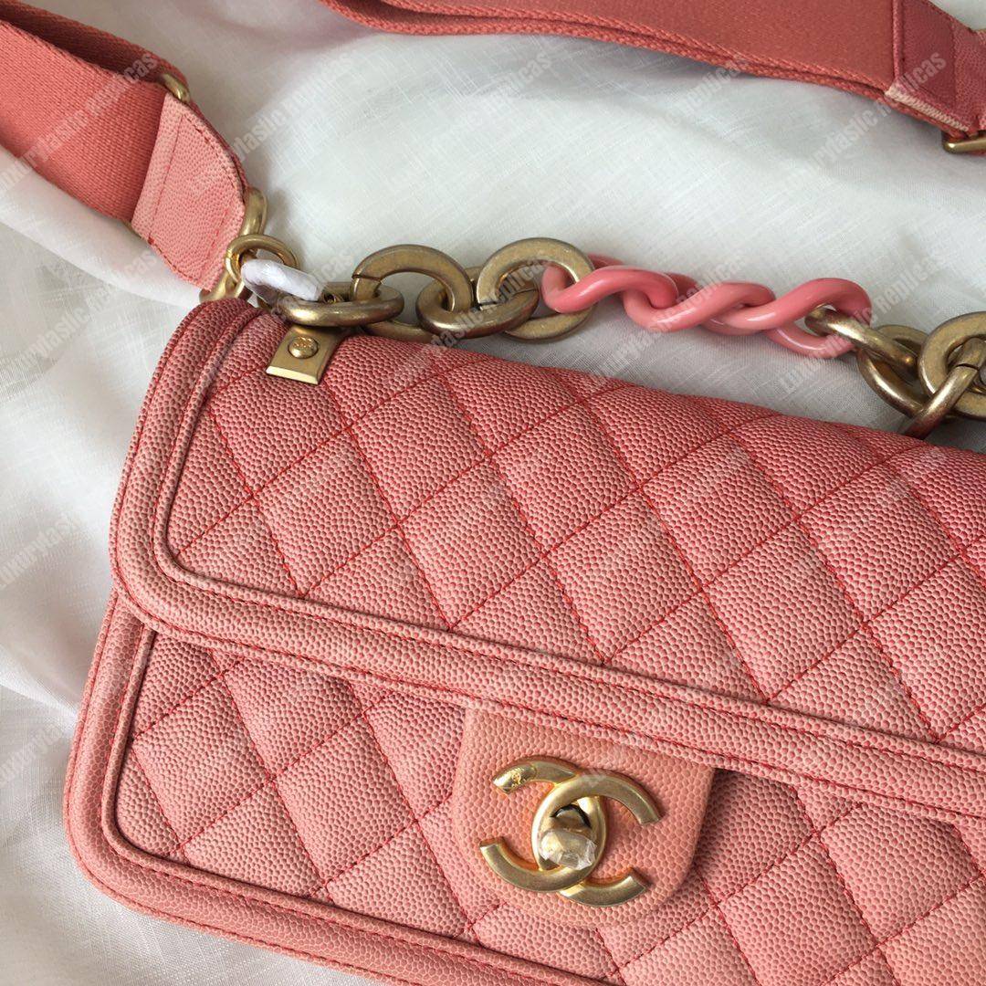 Ch*el flap bag coral