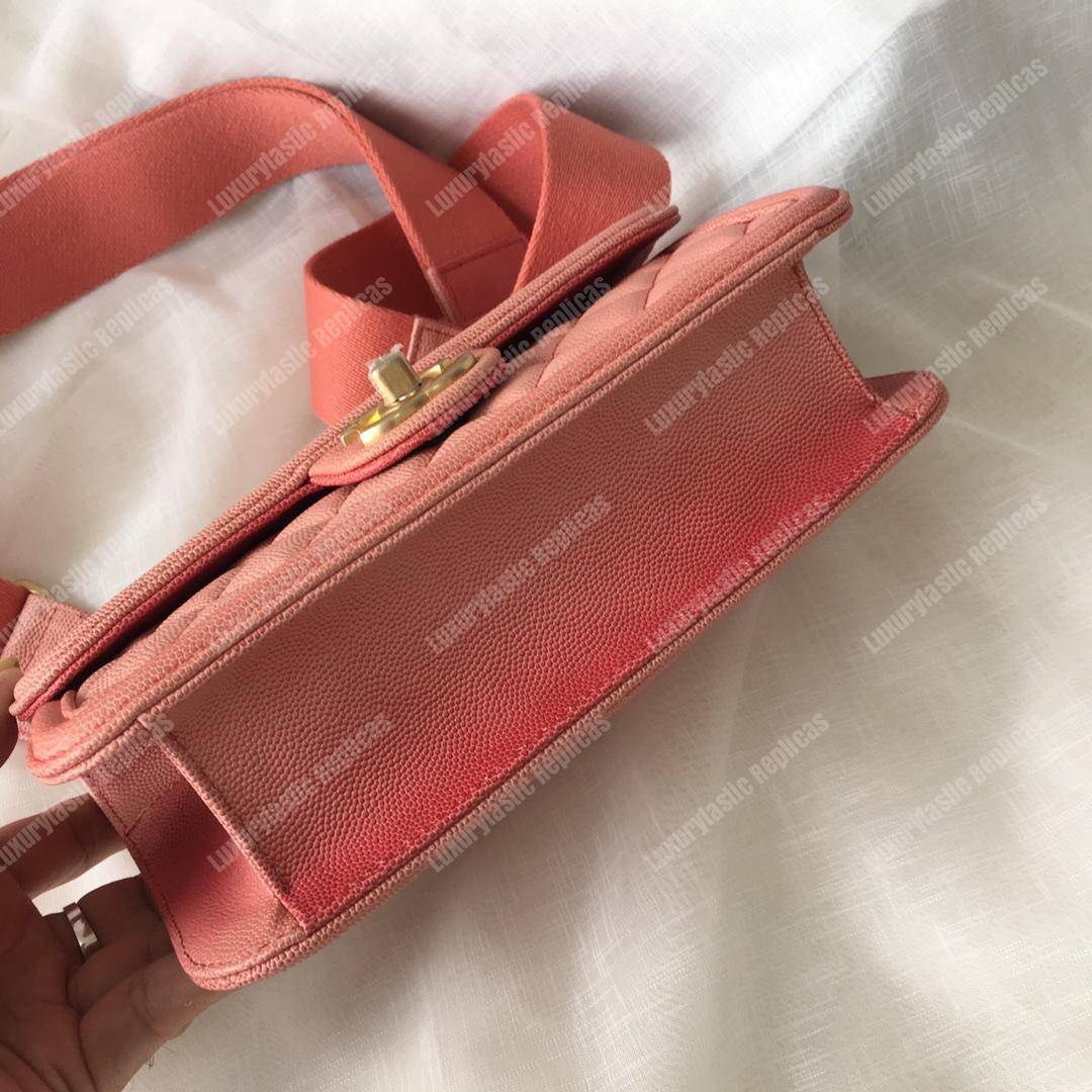 Ch*el flap bag coral