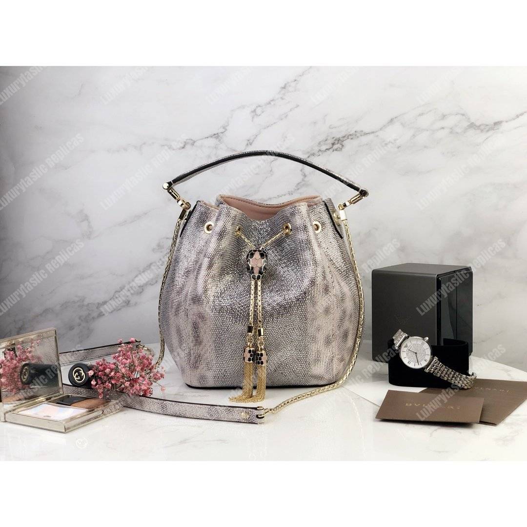 BVL Serpenti Forever Bucket Metallic Pink