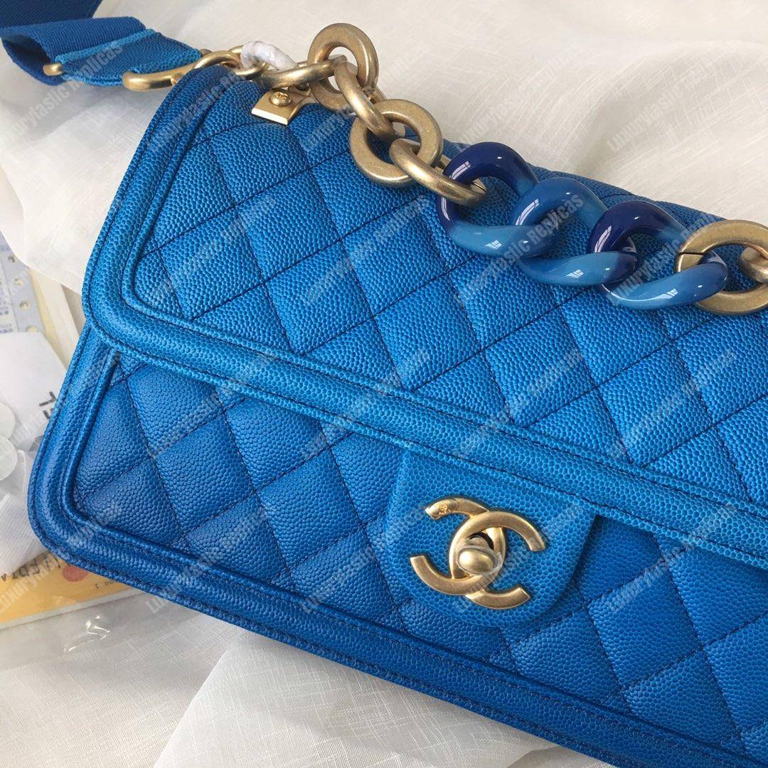 Ch*el flap bag blue