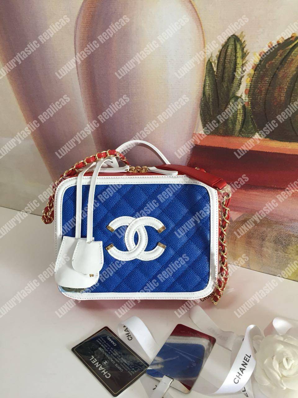 Ch*el medium vanity case dark blue