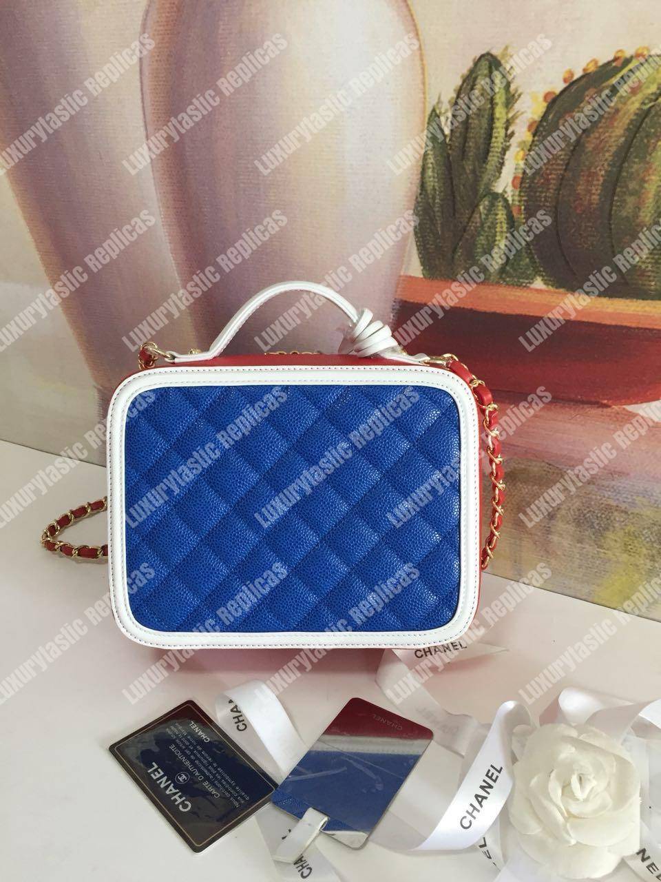 Ch*el medium vanity case dark blue