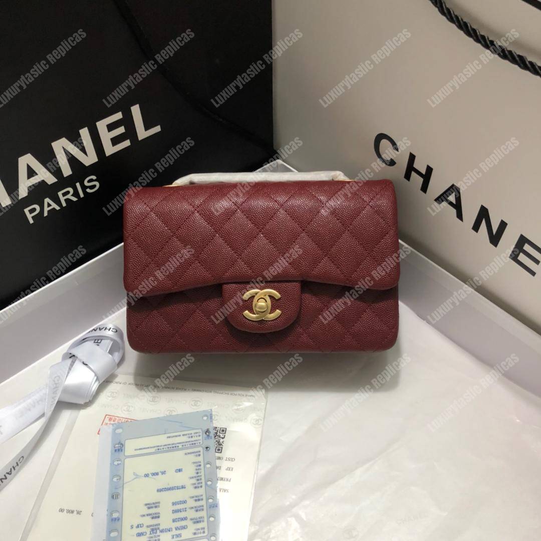 Ch*el mini flap bag maroon