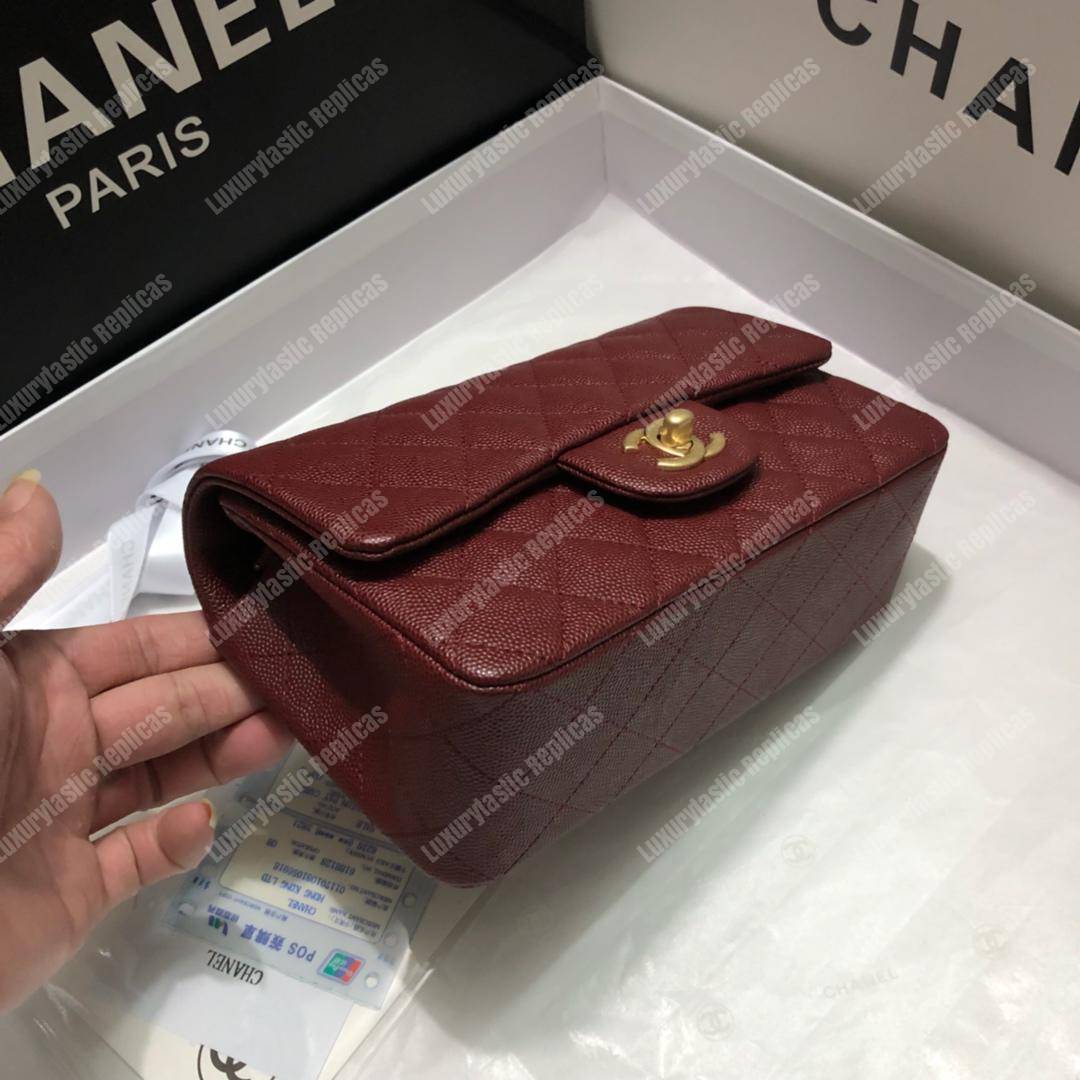 Ch*el mini flap bag maroon