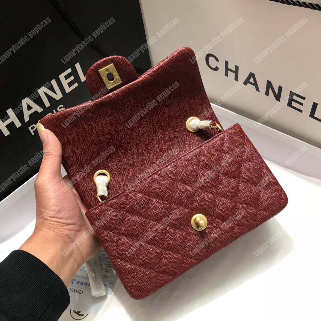Ch*el mini flap bag maroon