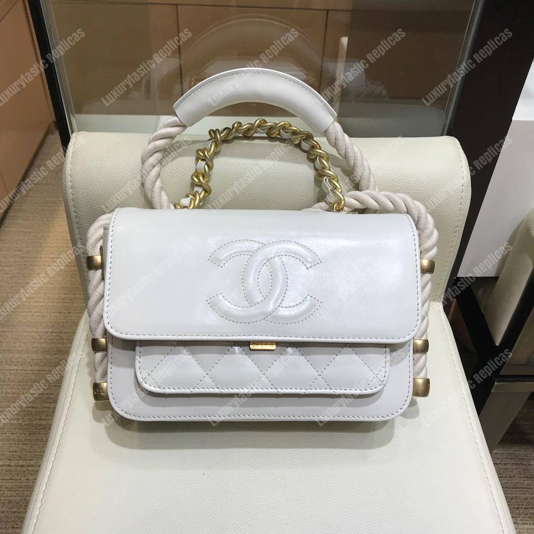 Ch*el flap bag white
