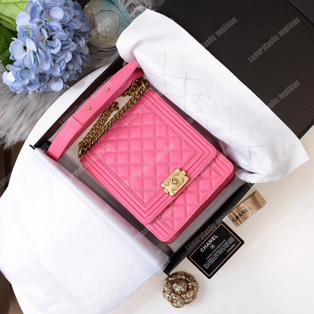 Ch*el boy handbag pink