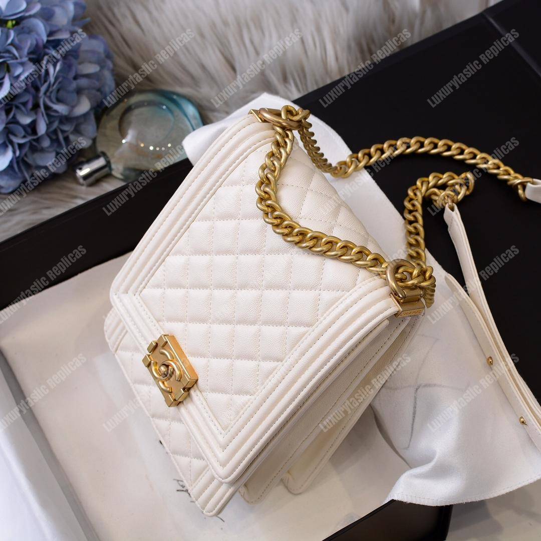 Ch*el boy handbag white