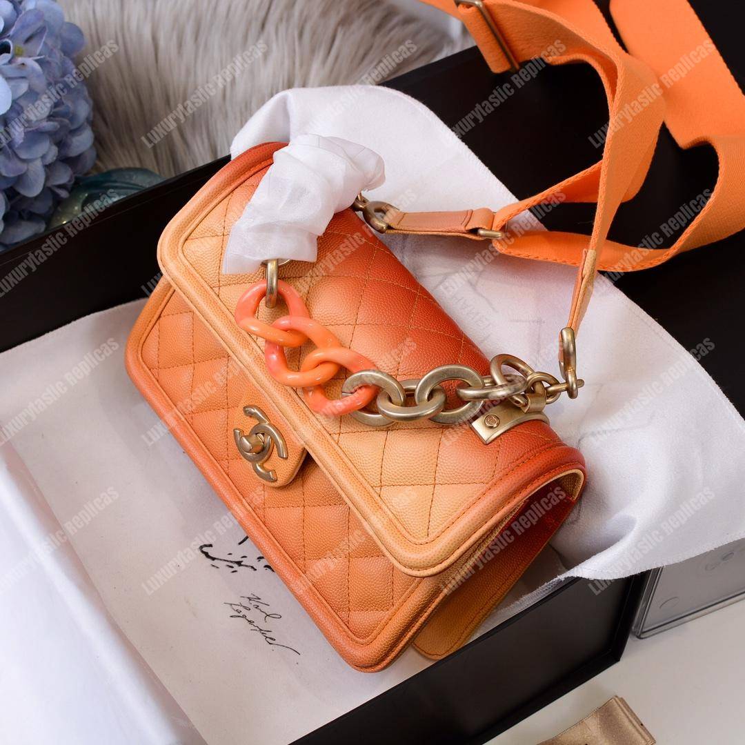 Ch*el flap bag orange