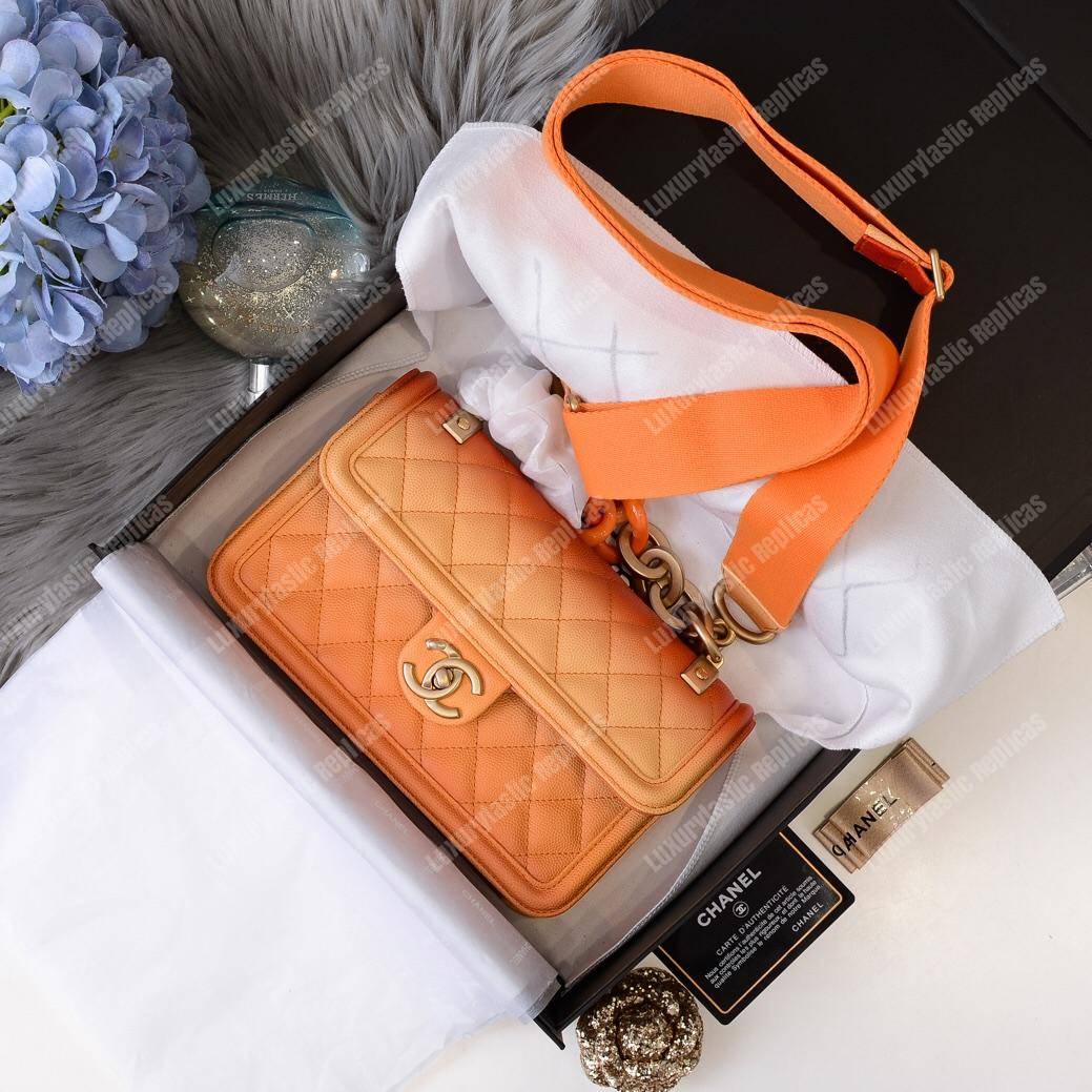 Ch*el flap bag orange