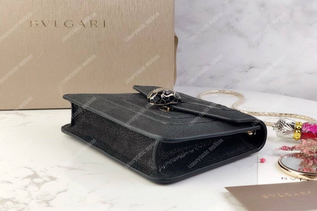 BVL Serpenti Forever Crossbody Small Bag Black Python
