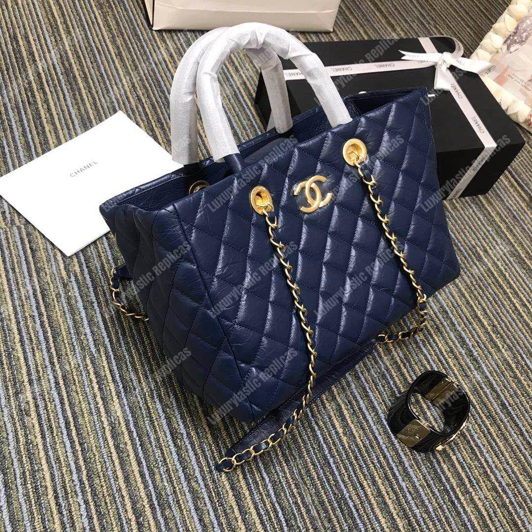 Ch*el large shopping bag blue (30cm)