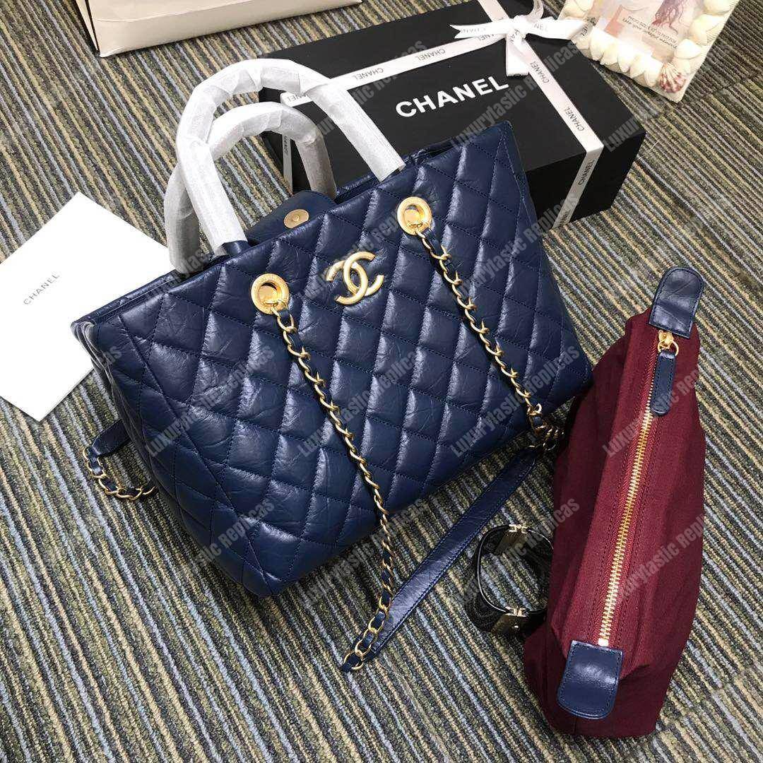 Ch*el large shopping bag blue (30cm)