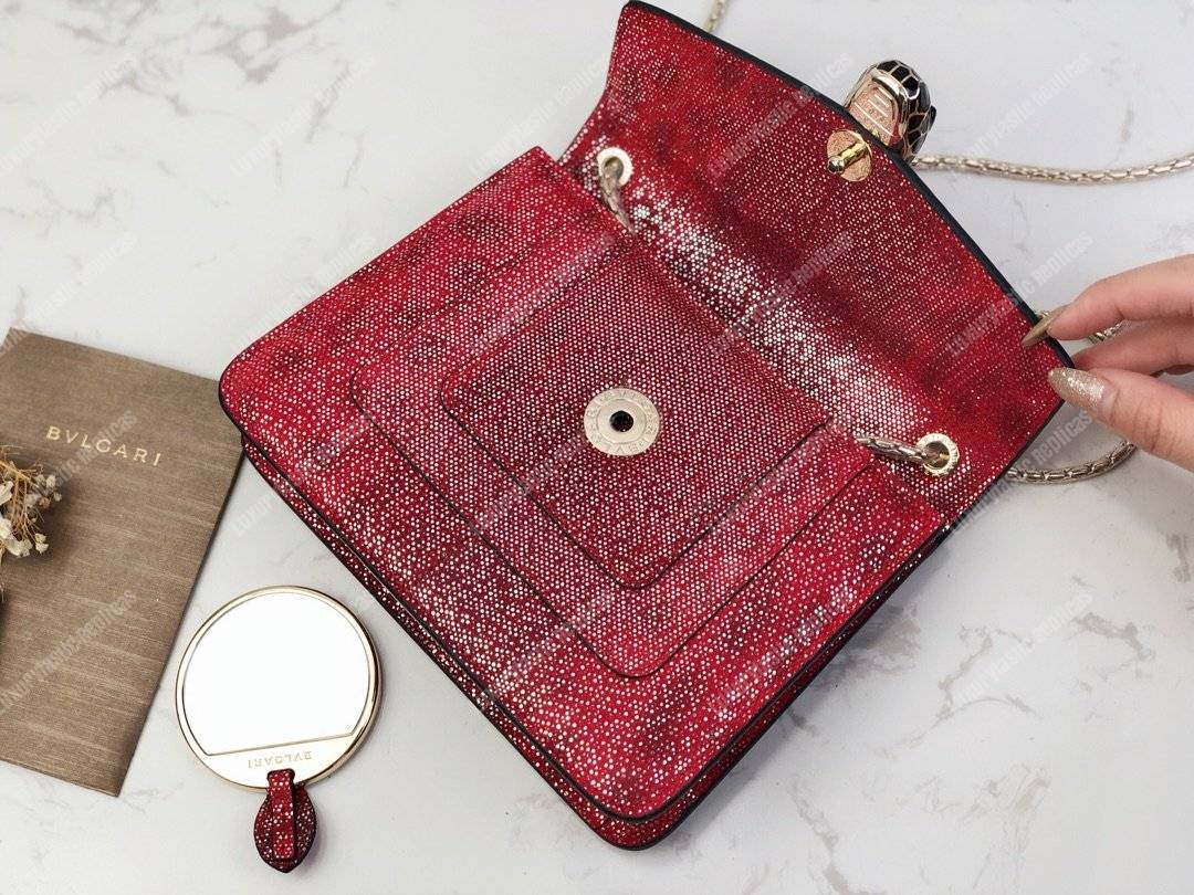 BVL Serpenti Forever Flap Cover Small Bag Ruby Red Karung