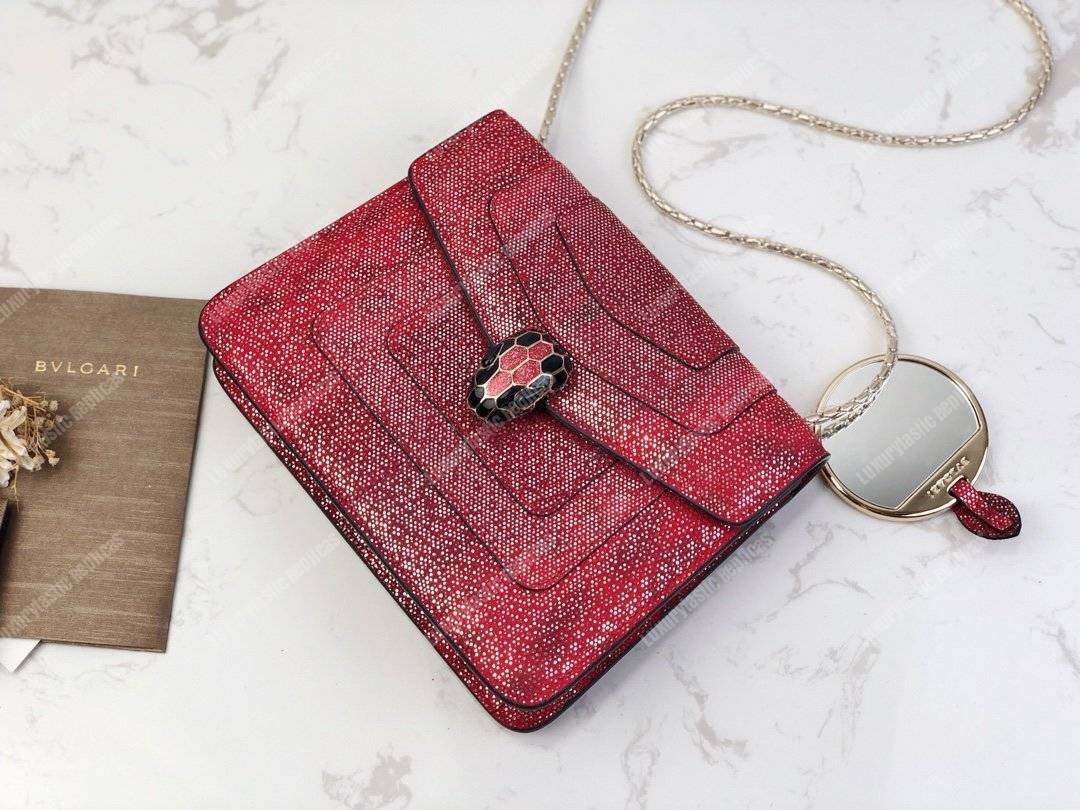 BVL Serpenti Forever Flap Cover Small Bag Ruby Red Karung
