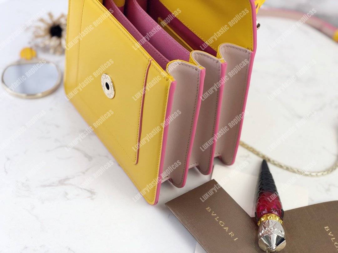 BVL Serpenti Forever Crossbody Tophandle Bag Buttercup Citrine / Crystal Rose