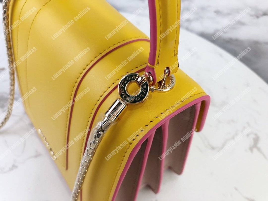 BVL Serpenti Forever Crossbody Tophandle Bag Buttercup Citrine / Crystal Rose