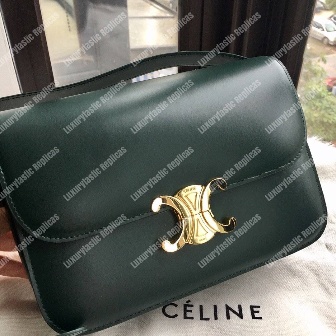 Ce**e medium triomphe bag in shiny calfskin amazone