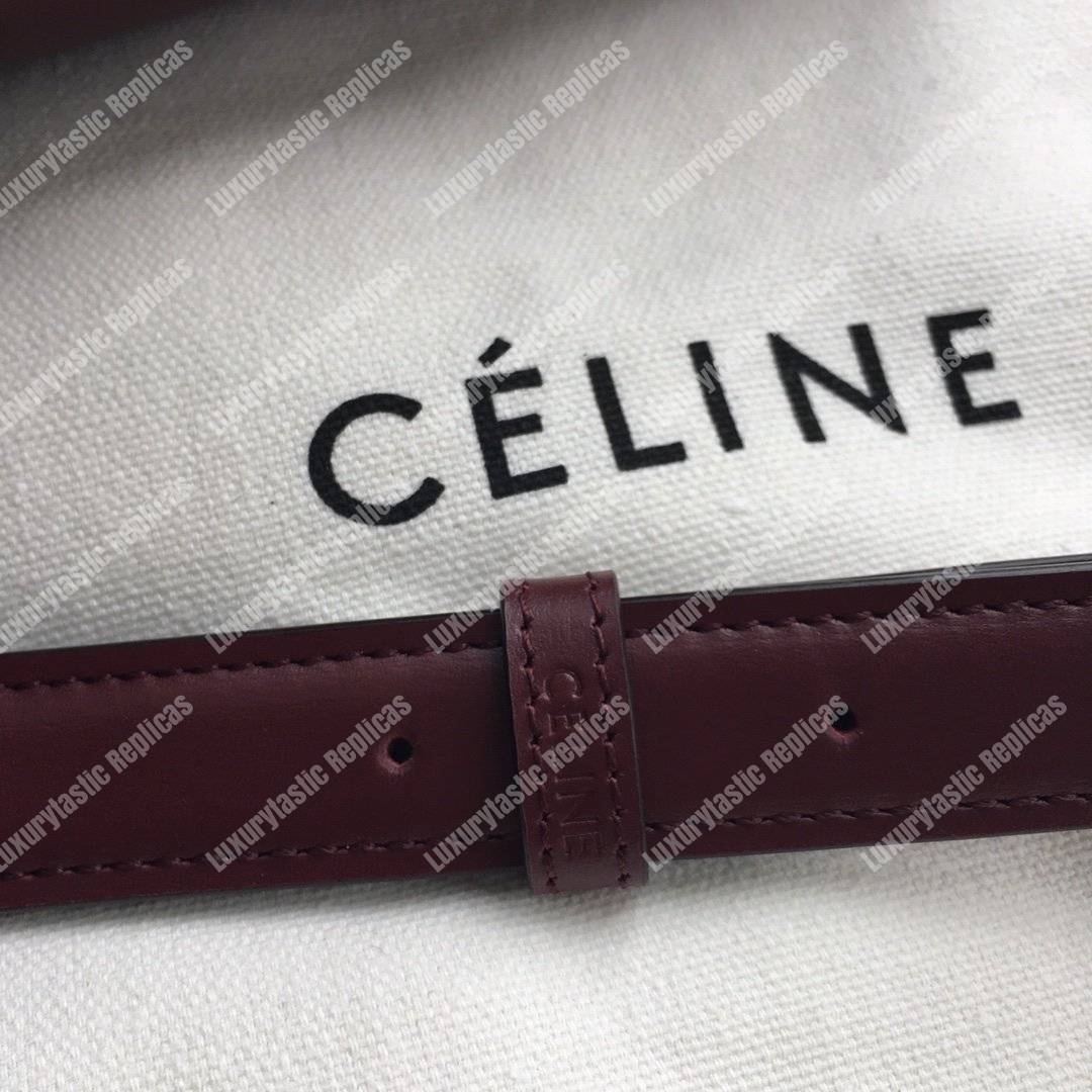 Ce**e medium triomphe bag in shiny calfskin burgundy