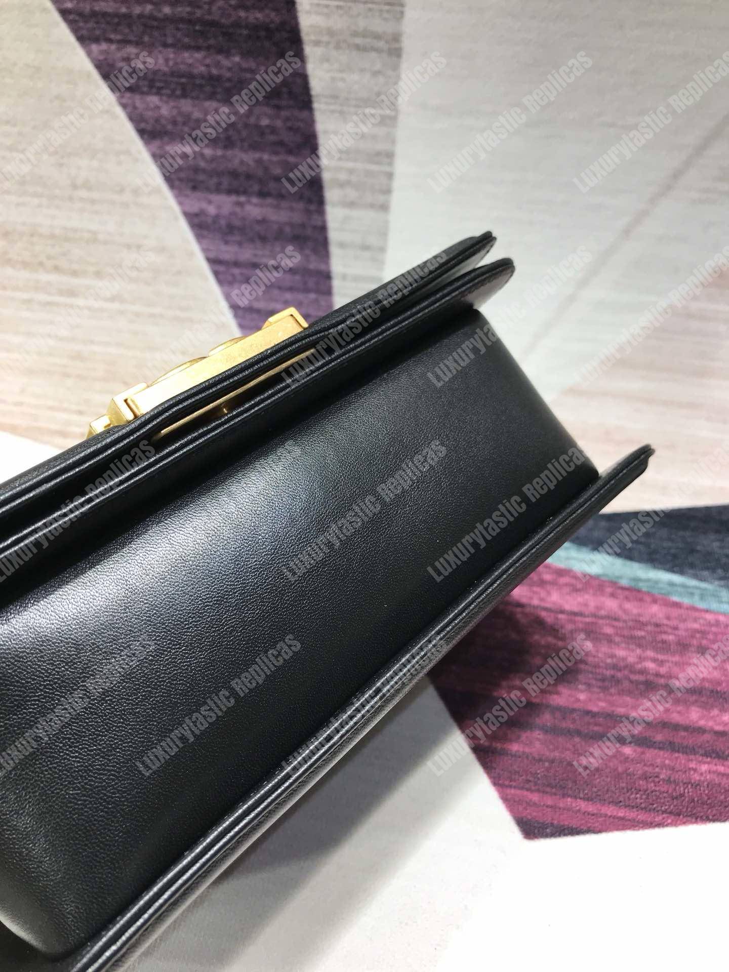 small boy Ch*el handbag black-gold