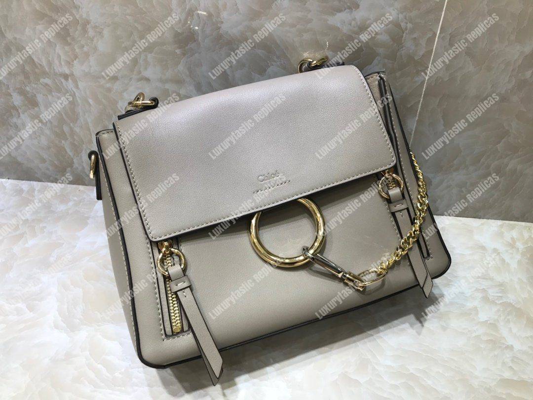 Chloe Faye Double Carry Bag In Smooth And Suede Calfskin Grey