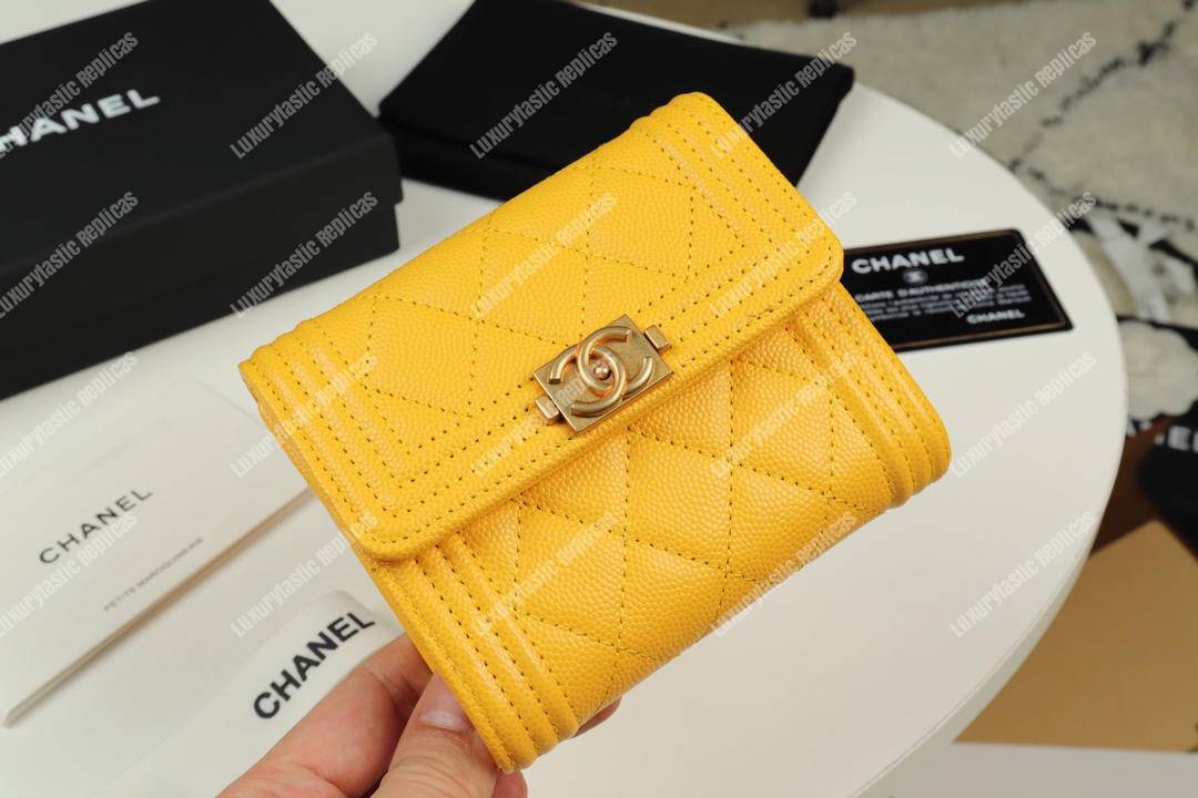 Ch*el boy small flap wallet yellow