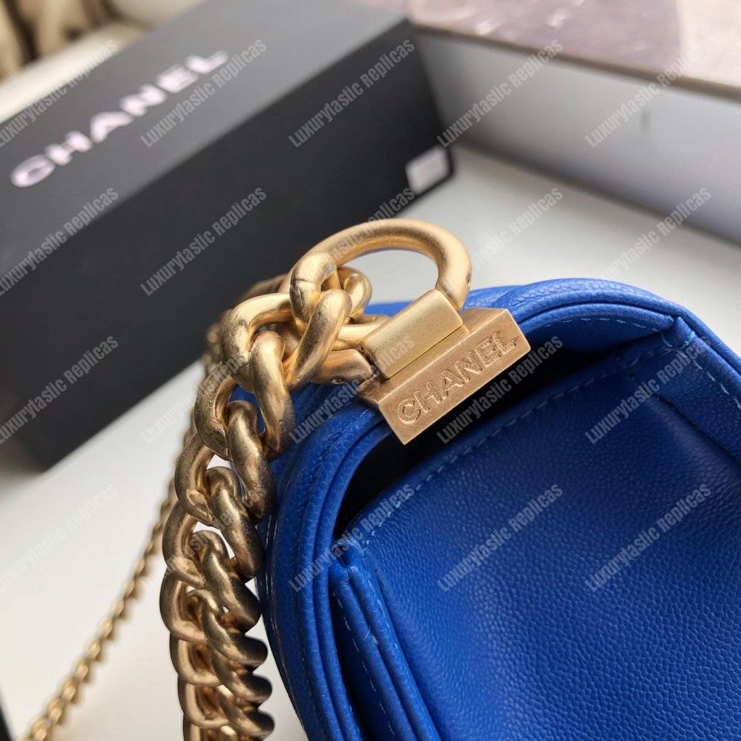 Ch*el medium boy flap bag blue