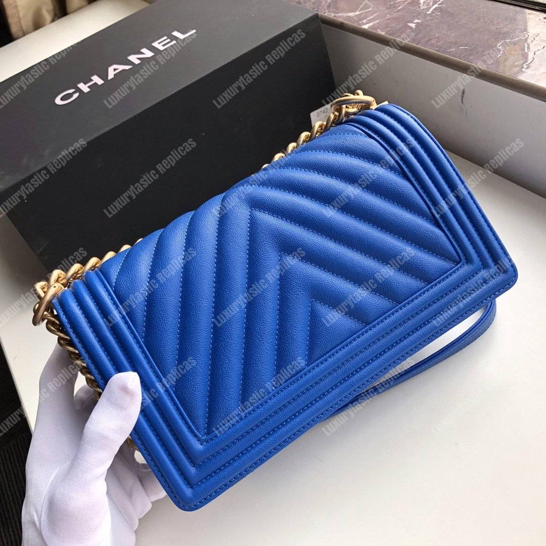 Ch*el medium boy flap bag blue