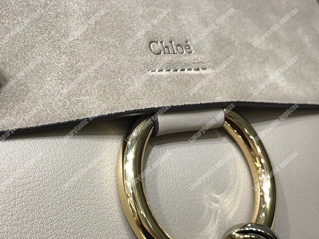 Chloe Faye Small Shoulder Bag In Smooth And Suede Calfskin Grey