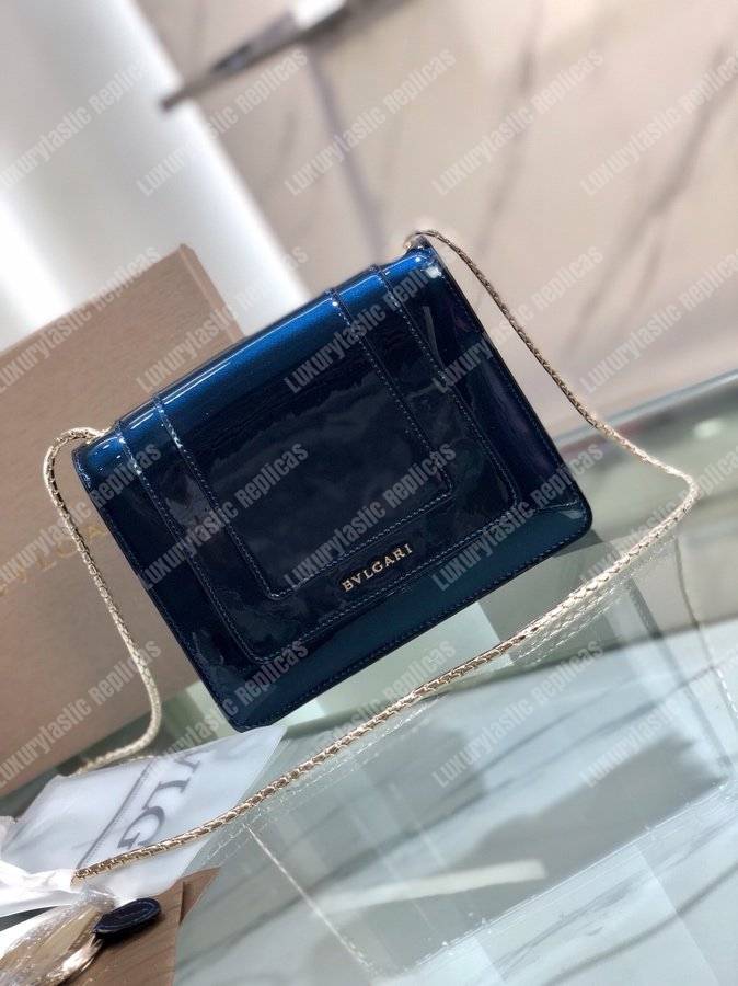 BVL Serpenti Forever Flap Cover Bag Metallic Royal Sapphire