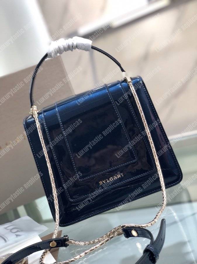 BVL Serpenti Forever Flap Cover Tophandle Bag Metallic Royal Sapphire