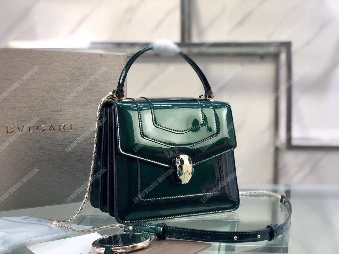 BVL Serpenti Forever Crossbody Tophandle Bag Metallic Glacier Turquoise