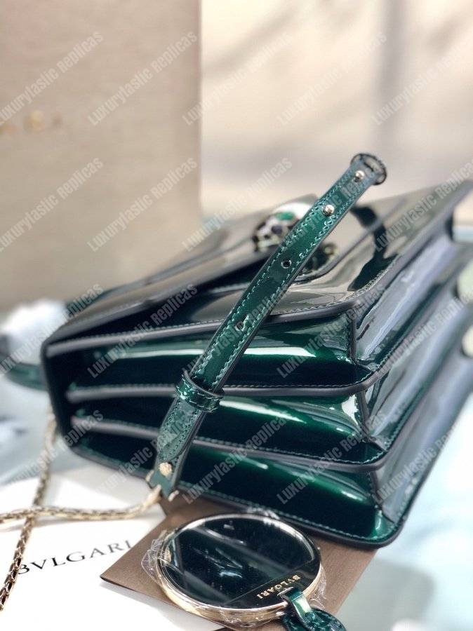 BVL Serpenti Forever Crossbody Tophandle Bag Metallic Glacier Turquoise
