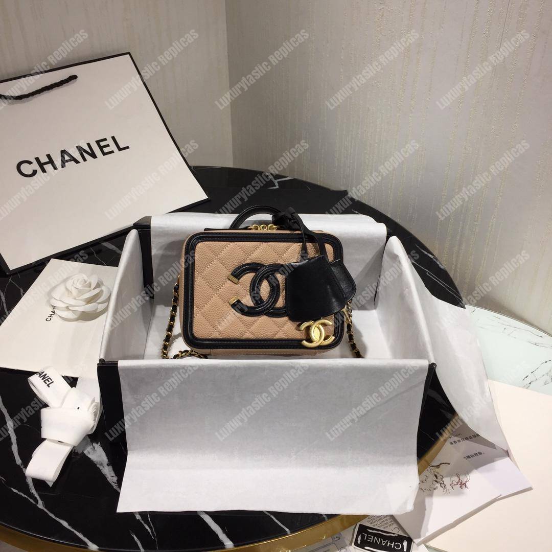 Ch*el small vanity case beige