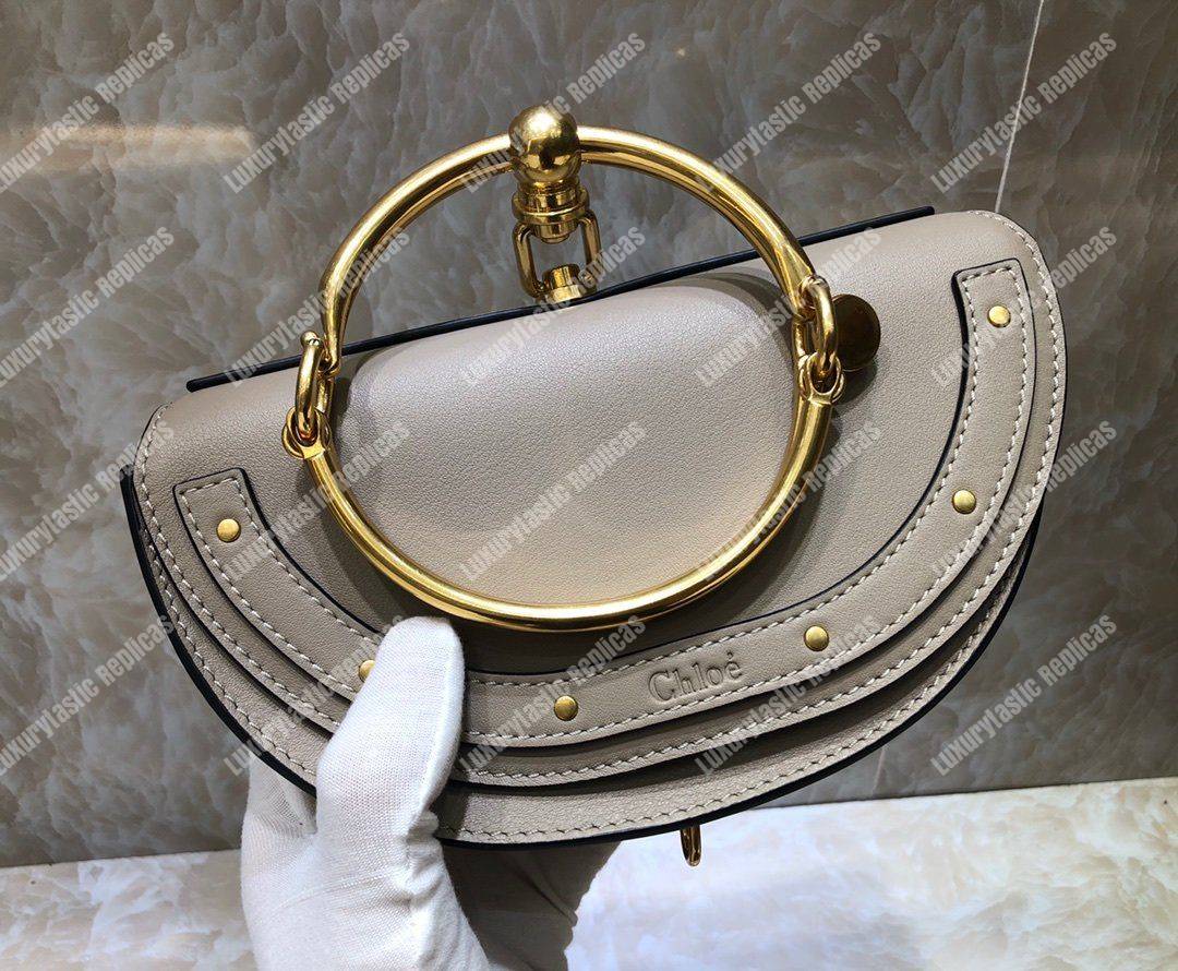 Chloe Small Nile Minaudière In Smooth Calfskin Grey