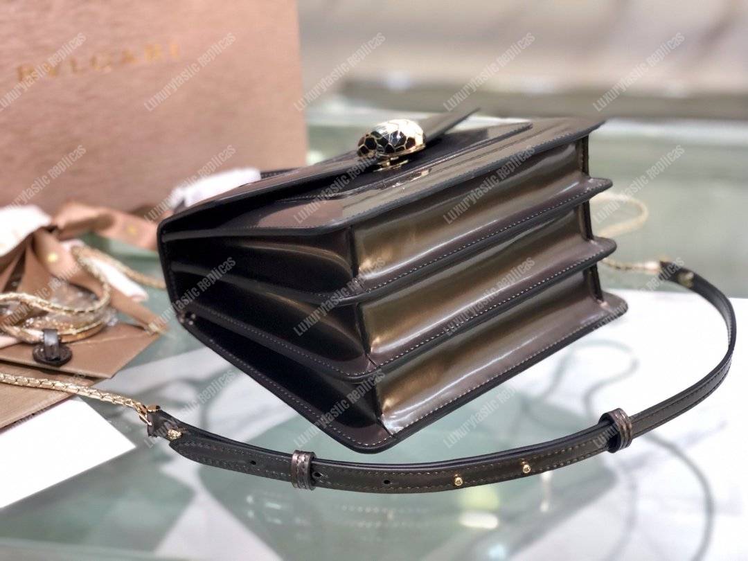 BVL Serpenti Forever Flap Cover Tophandle Bag Metallic Rose Quartz