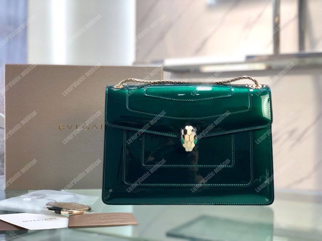 BVL Serpenti Forever Flap Cover Bag Metallic Glacier Turquoise