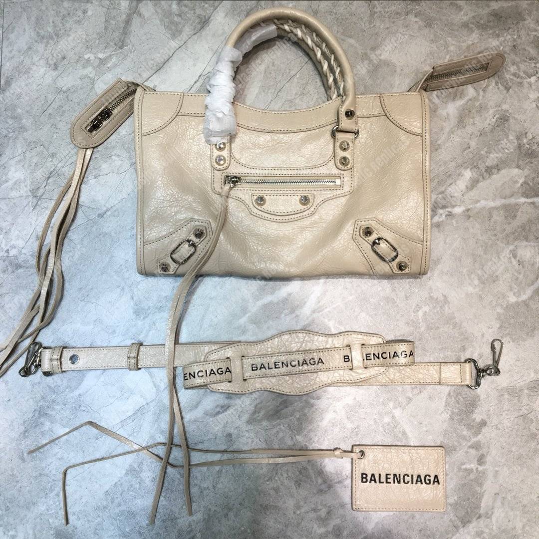 Ba*len*cia*ga classic city s silver logo strap white