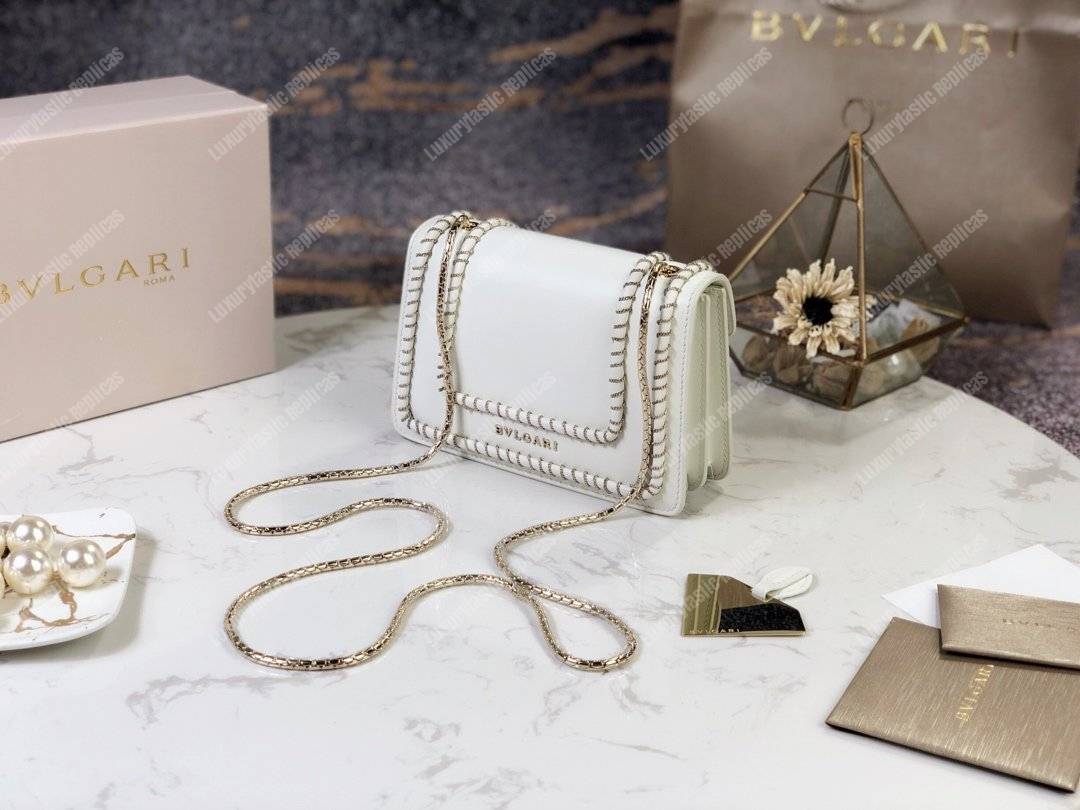BVL Serpenti Forever Mini Bag White With Woven Chain