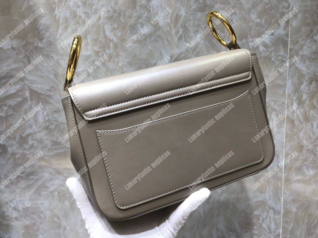 Chloe Small “C” Double Carry Bag In Shiny And Suede Calfskin Grey