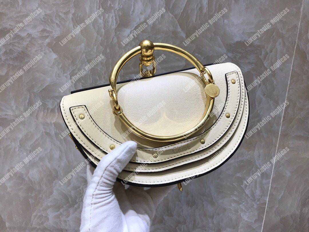 Chloe Small Nile Minaudière In Smooth Calfskin White