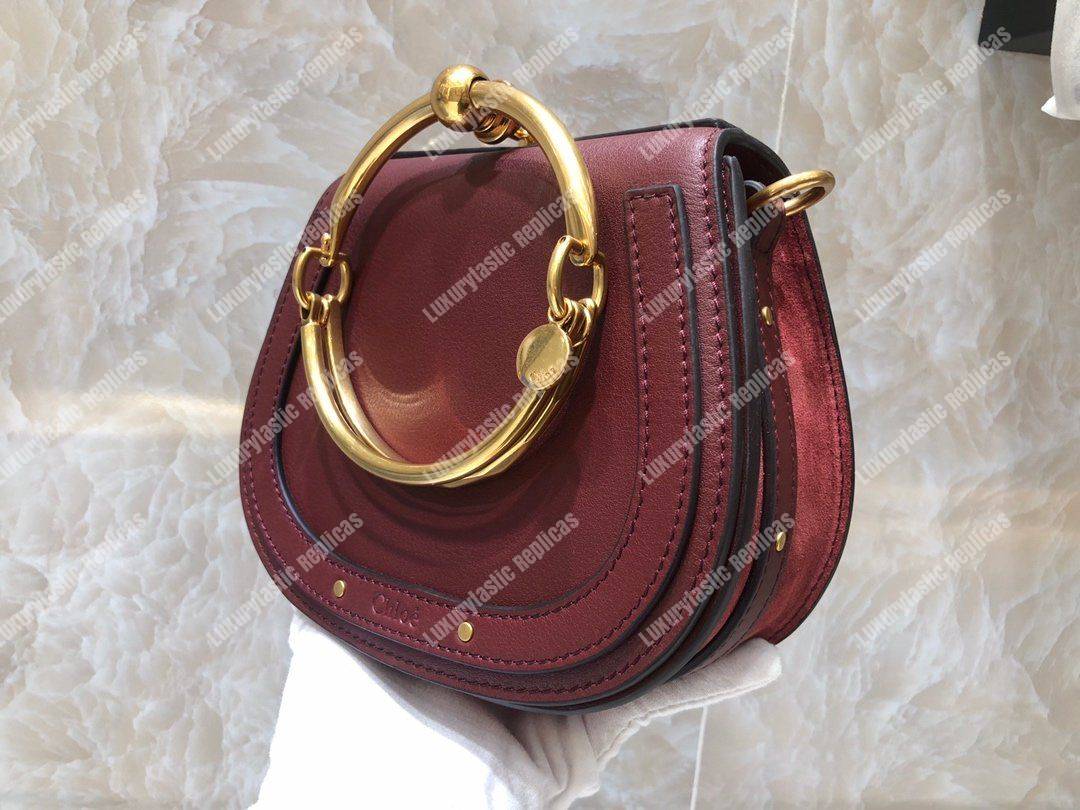 Chloe Small Nile Bracelet Bag In Smooth And Suede Calfskin Red