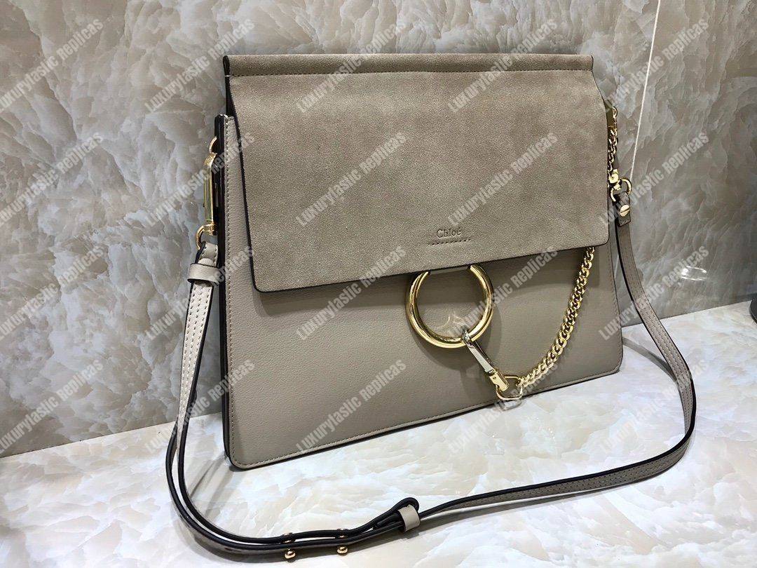 Chloe Faye Shoulder Bag In Smooth And Suede Calfskin Grey