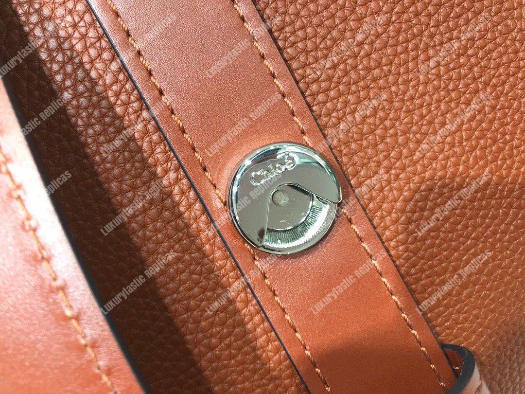 Chloe Medium Aby Day Shoulder Bag In Grained And Shiny Calfskin Brown