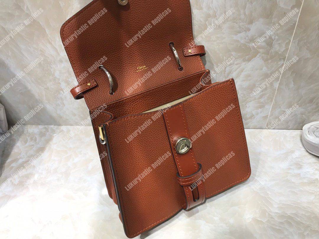 Chloe Small Aby Day Shoulder Bag In Grained And Shiny Calfskin Brown