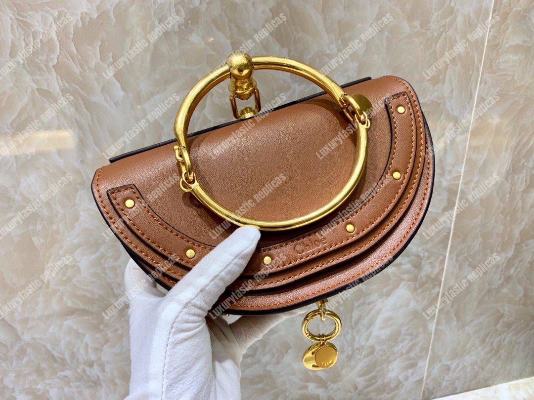 Chloe Small Nile Minaudière In Smooth Calfskin Brown
