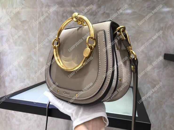 Chloe Small Nile Bracelet Bag In Smooth And Suede Calfskin Grey