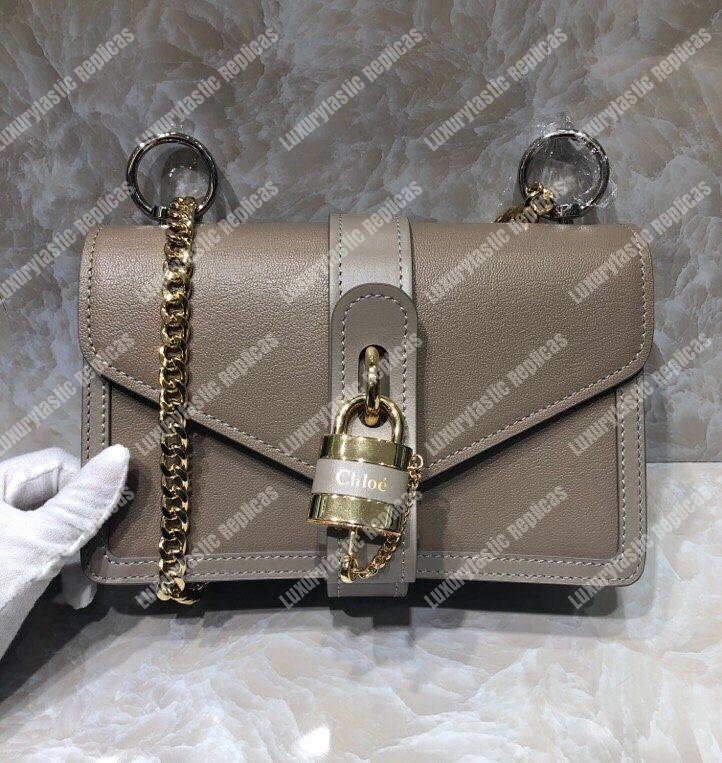 Chloe Aby Chain Shoulder Bag In Shiny Goatskin And Calfskin Grey