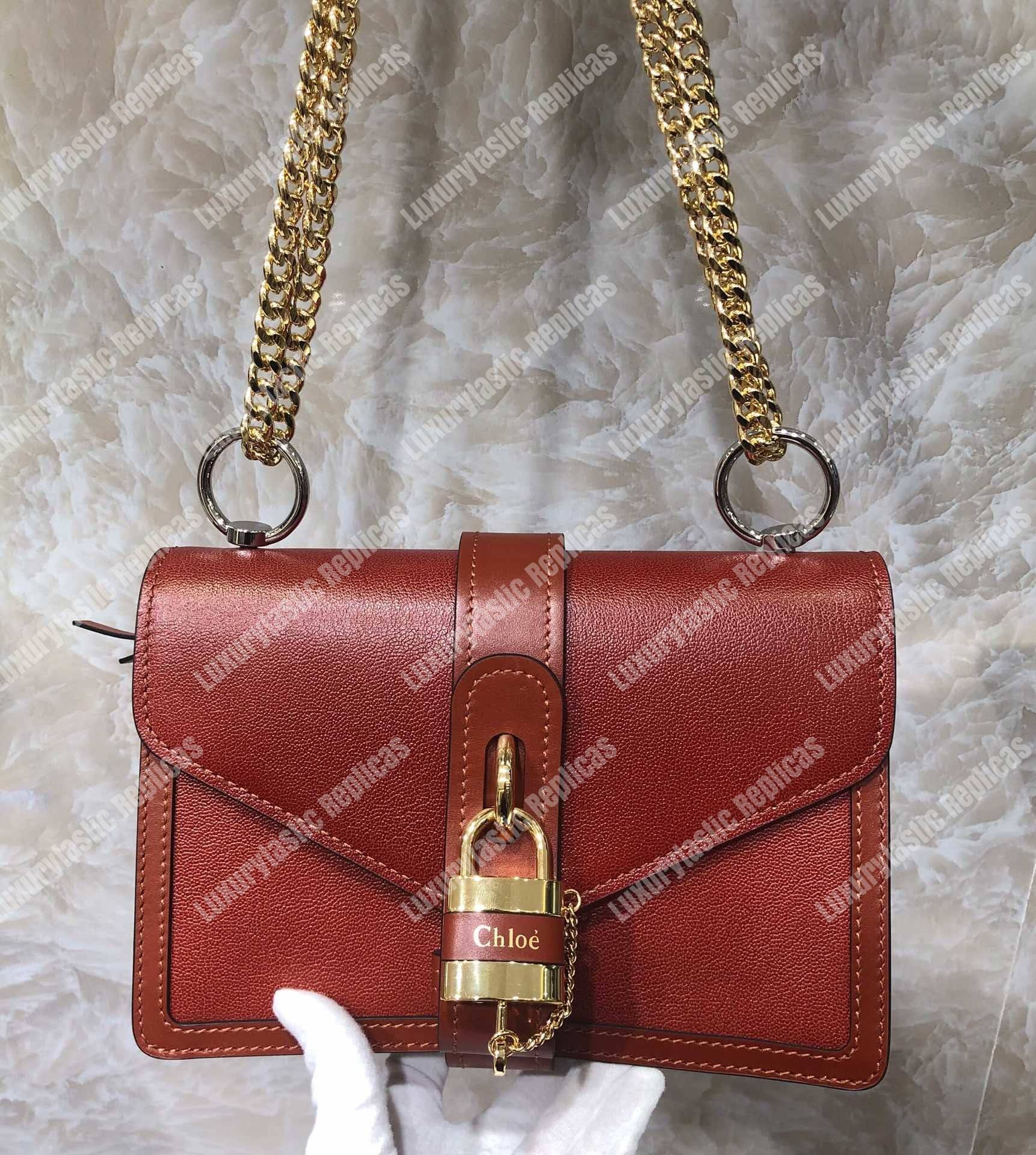 Chloe Aby Chain Shoulder Bag In Shiny Goatskin And Calfskin Red