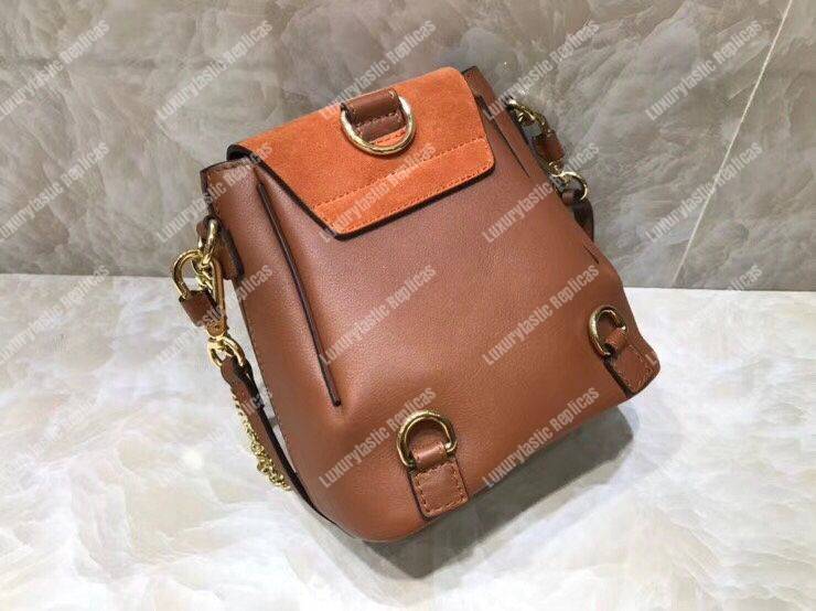 Chloe Mini Faye Backpack In Smooth And Suede Calfskin Brown